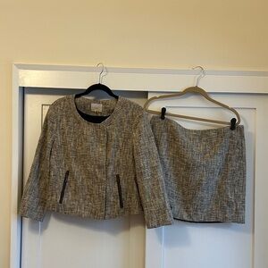 LOFT Gray Tweed Jacket and Skirt Set